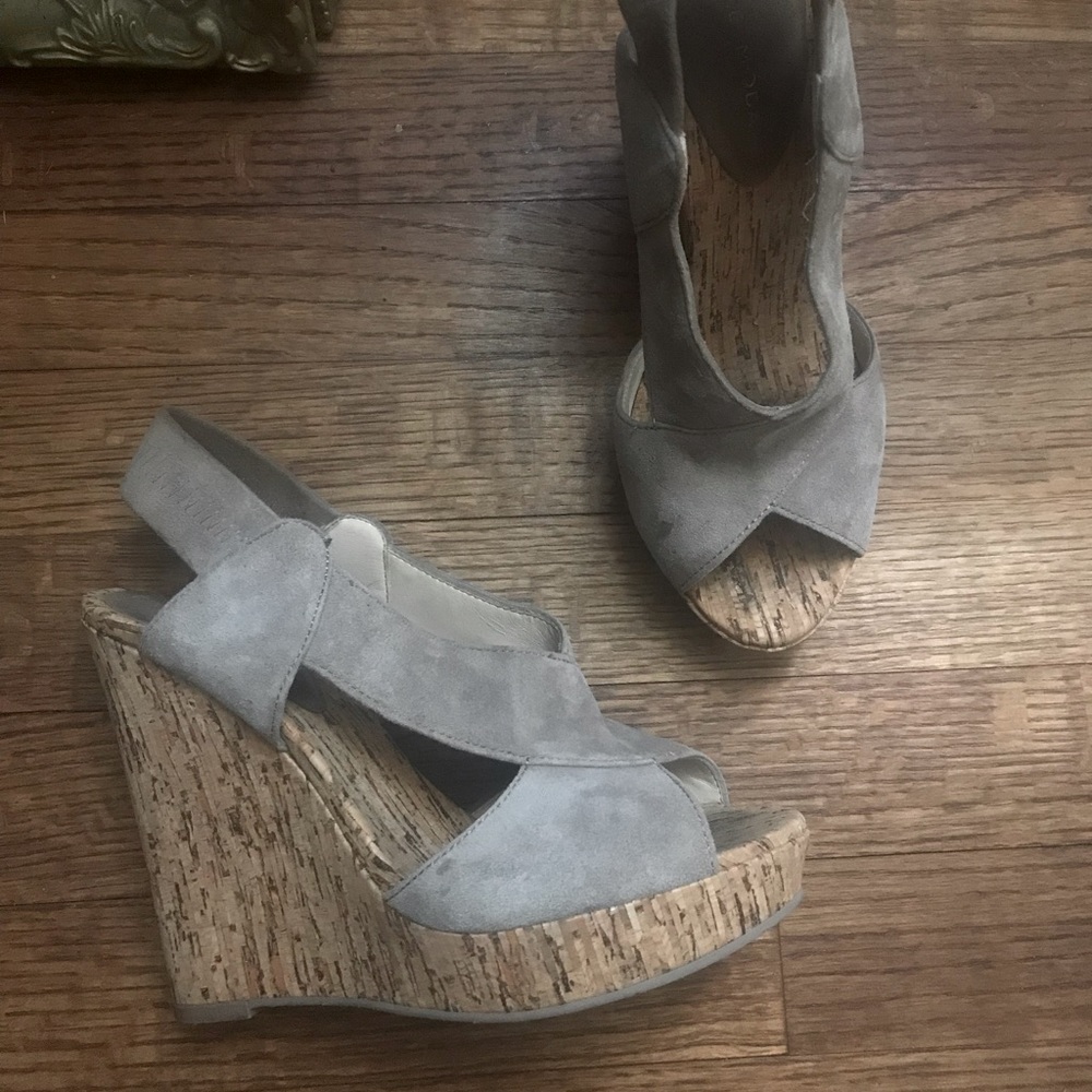 Grey taupe cork wedges Pelle Moda ‘Dana’ Wedges